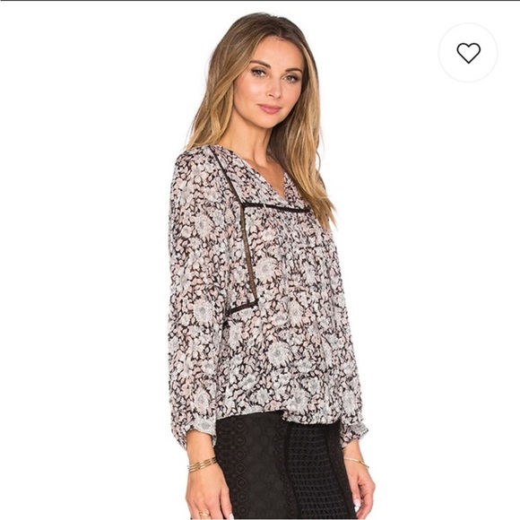 Rebecca Taylor Tops - Rebecca Taylor Lindsay Boho Silk Floral Sheer Peasant Blouse Size 2